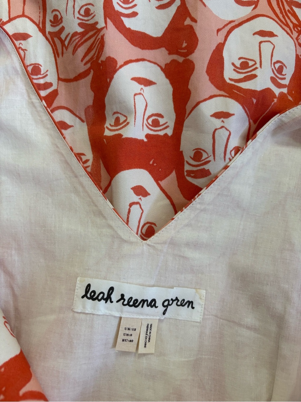 Leah Reena Goren for Anthropologie Orange & White Print Dress - Picture 4 of 5